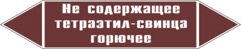 Маркировка трубопровода "не содержащее тетраэтил-свинца горючее" (пленка, 252х52 мм) - Маркировка трубопроводов - Маркировки трубопроводов "ЖИДКОСТЬ" - Магазин охраны труда и техники безопасности stroiplakat.ru